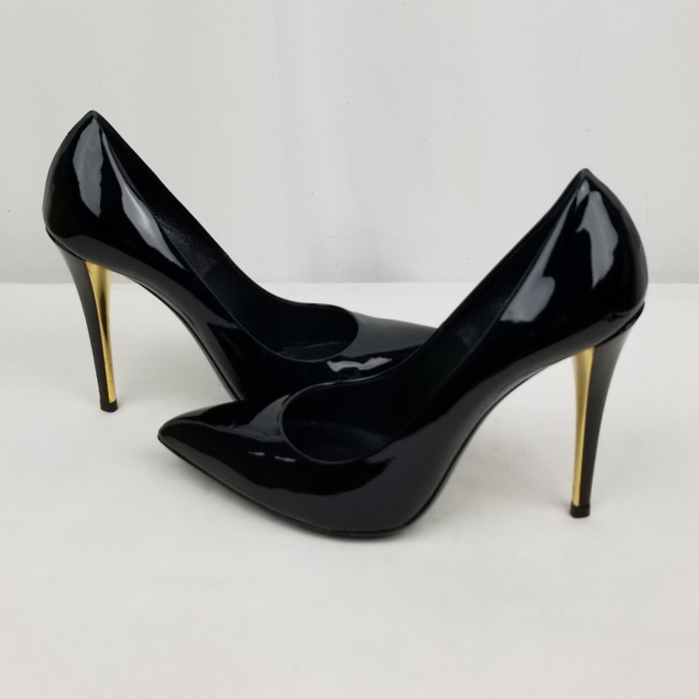 Yves Saint Laurent Black Patent Heels Pumps 37.5